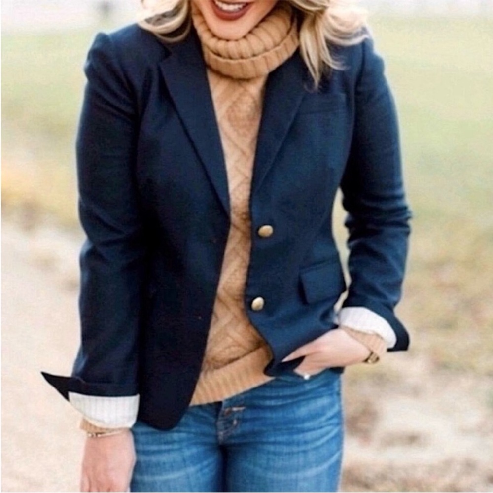 J. Crew Women's Navy Blazer with Gold Buttons